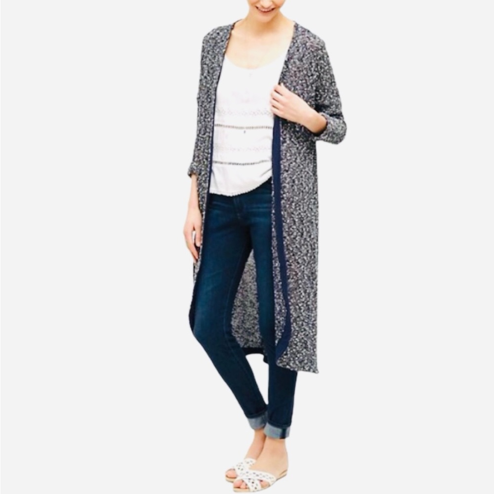 Anthro Left Coast Dolan Oak Street open duster cardigan sweater in dark blue